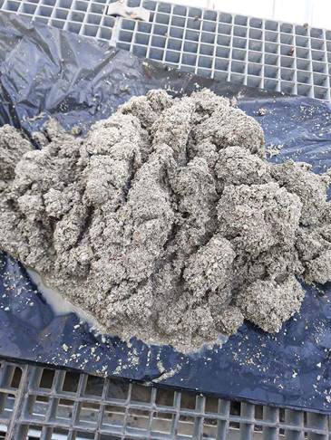 نمونه ای از رسوباتی که از کولینگ تاور خارج شدند