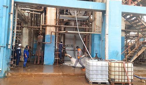 Chemical washing of condenser tubes with scale removal solution Chemical washing of condenser tubes with scale removal solution